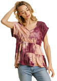Tie Dye Babydoll Top, Plum