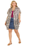 Animal Print Cocoon Kimono, Off White Mix