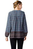 Border Print Lace Top, Navy
