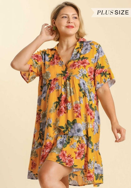 Plus Size Mustard Dress