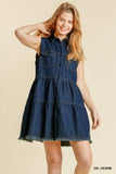 Tiered Sleeveless Dress, Dark Denim