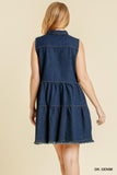 Tiered Sleeveless Dress, Dark Denim