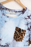Tie Dye &  Leopard Top, Sky