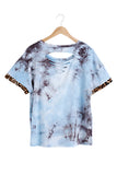 Tie Dye &  Leopard Top, Sky