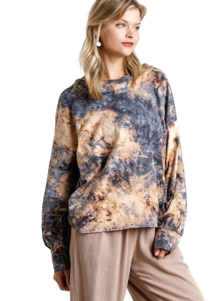 Tie Dye Twisted Collar Top golden yellow umgee / umgee usa