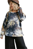 Tie Dye Twisted Collar Top, Gunmetal