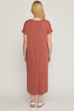 Ribbed Pocket Midi Dress, Terra Cotta