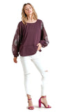 umgee usa Multicolor Floral Lace Sleeve Top