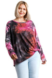 umgee usa tie dye long sleeve gathered knot top