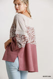 Color Block Waffle Knit Top, Berry