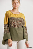 Color Block Waffle Knit Top, Olive