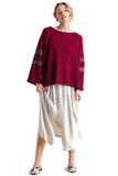 UMGEE usa leopard trim waffle knit top