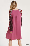 Floral & Animal Pocket Dress, Berry