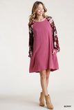Floral & Animal Pocket Dress, Berry