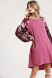 Floral & Animal Pocket Dress, Berry