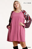 Floral & Animal Pocket Dress, Berry