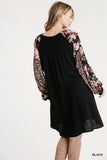 Floral & Animal Pocket Dress, Black