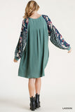 Floral & Animal Pocket Dress, Lagoon