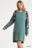 Floral & Animal Pocket Dress, Lagoon