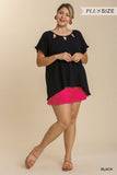 Cut Out Frayed Fringe Top, Black