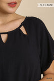 Cut Out Frayed Fringe Top, Black