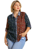 Mixed Floral Roll Tab  Shirt