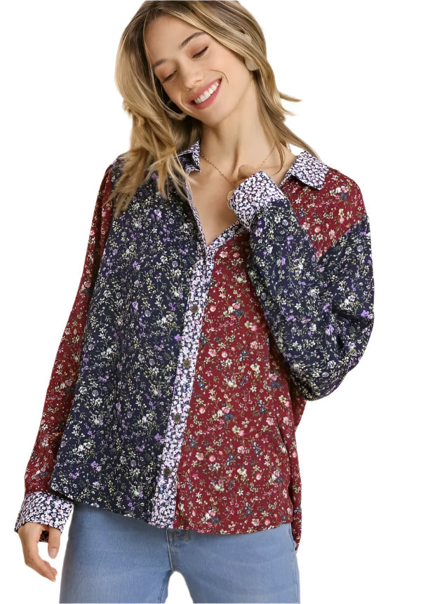 umgee usa mixed floral shirt