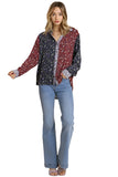 Mixed Floral Roll Tab  Shirt