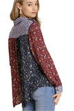 Mixed Floral Roll Tab  Shirt