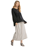 Pleated Detail Babydoll Top, Black