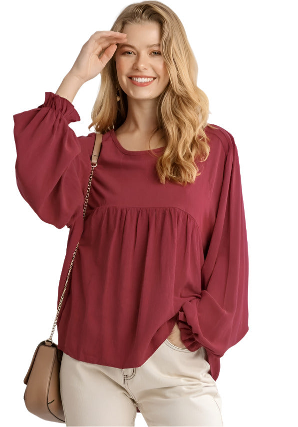 umgee usa pleated detail babydoll top