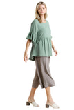 Bell Sleeve Peplum Top, Mint
