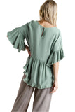 Bell Sleeve Peplum Top, Mint