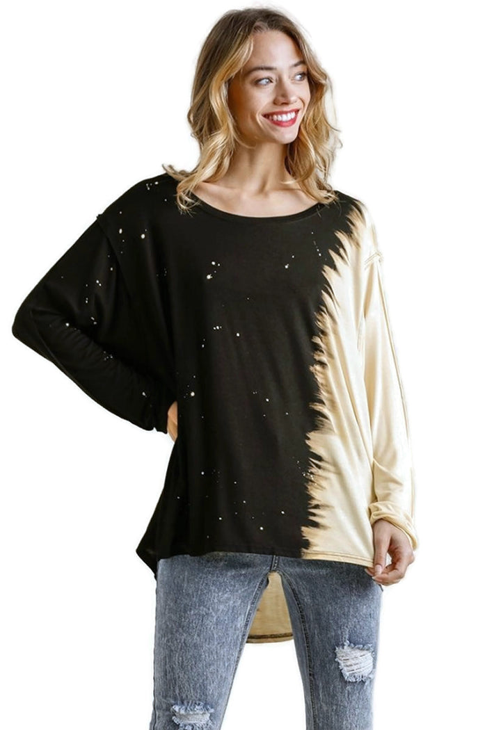 umgee Contrast Color Raw Edge Top, Black umgee usa