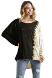 umgee Contrast Color Raw Edge Top, Black umgee usa