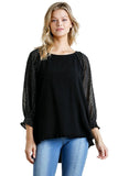 umgee dotted Mesh puffed sleeve top