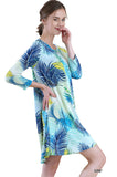 Tropical Leaf Print Shift Dress, Green Mix