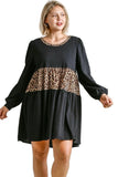 umgee usa Leopard Tiered Babydoll Dress