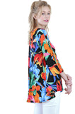 Floral Cutout Shoulder Top, Black