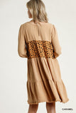 Spotted Tiered Fringe Dress, Caramel