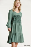 Spotted Tiered Fringe Dress, Mint