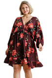 umgee usa Floral Print Balloon Sleeve Dress