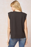 Solid Shoulder Pad Top, Black