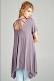 Caged Back Sharkbite Top, Ash Purple