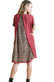 umgee leopard back waffle knit dress