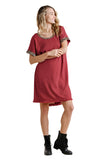 Leopard Back Waffle Knit Dress, Red Clay
