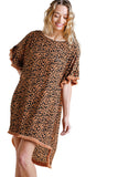 umgee usa animal print short bell sleeve dress