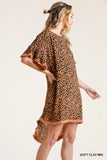 Animal Frayed Dress, Clay