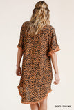 Animal Frayed Dress, Clay