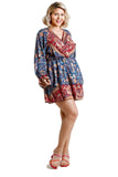 umgee usa Floral Border Print Layered Dress